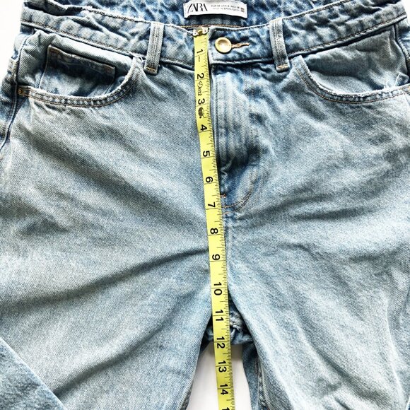 ZARA High Rise Relaxed Fit Wide Leg Light Wash Baggy Jeans Womens 6 - Picture 7 of 9